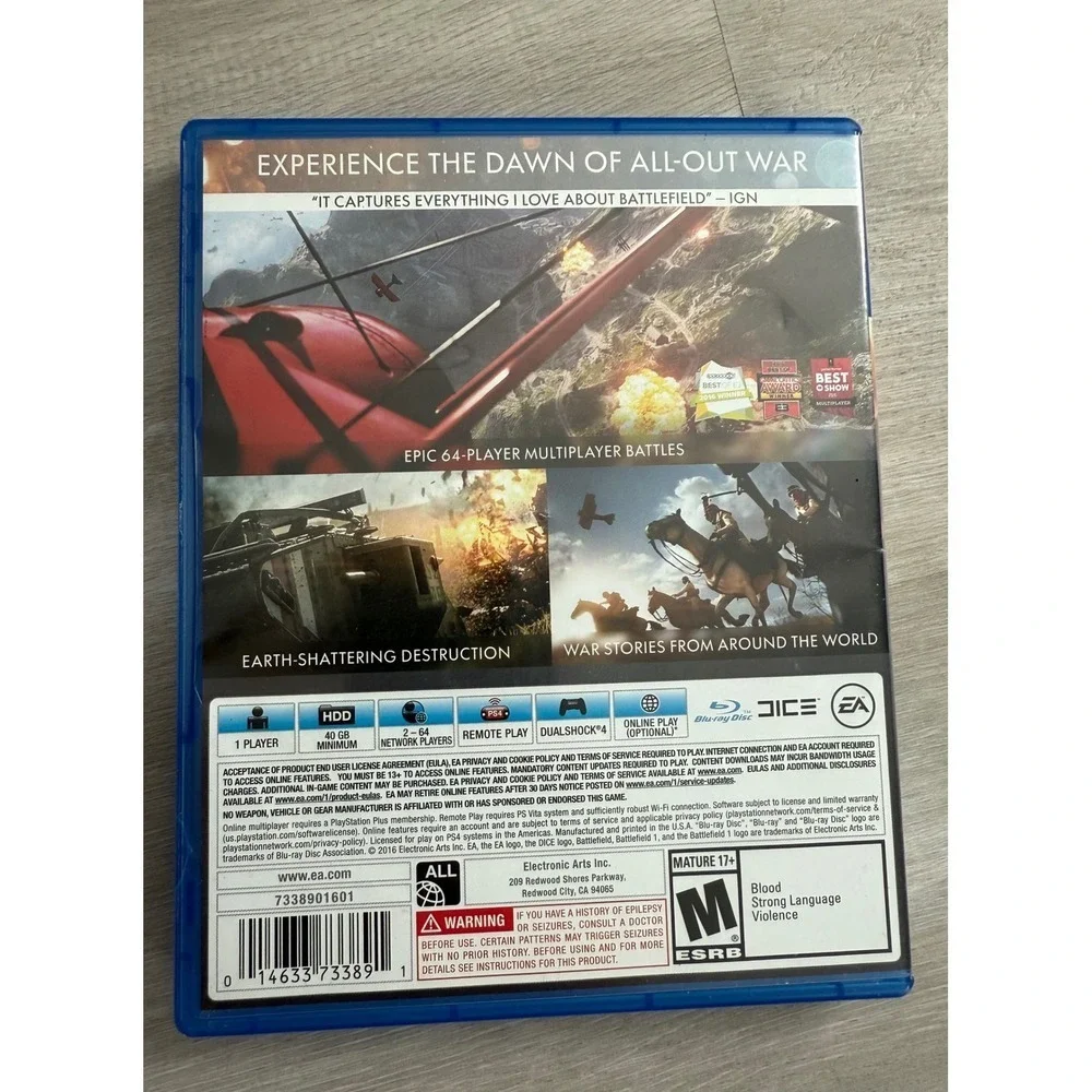Battlefield 1 Premium Pass PS4 PlayStation 4 Game Disc and Code